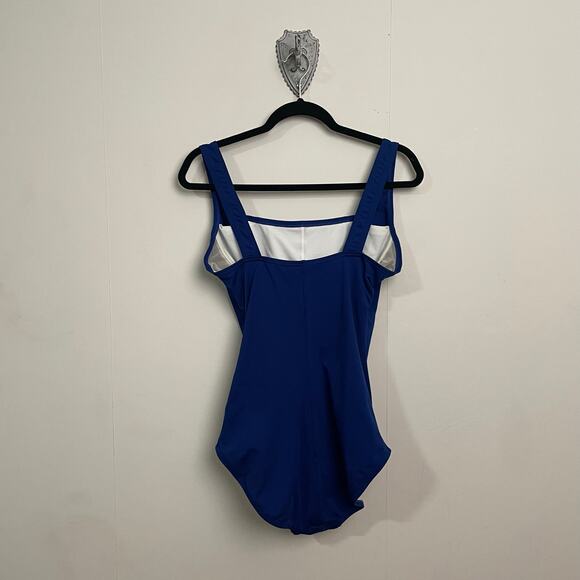 Speedo 12 Endurance one piece swimsuit royal blue ruched solid coconutgirl - Picture 5 of 9